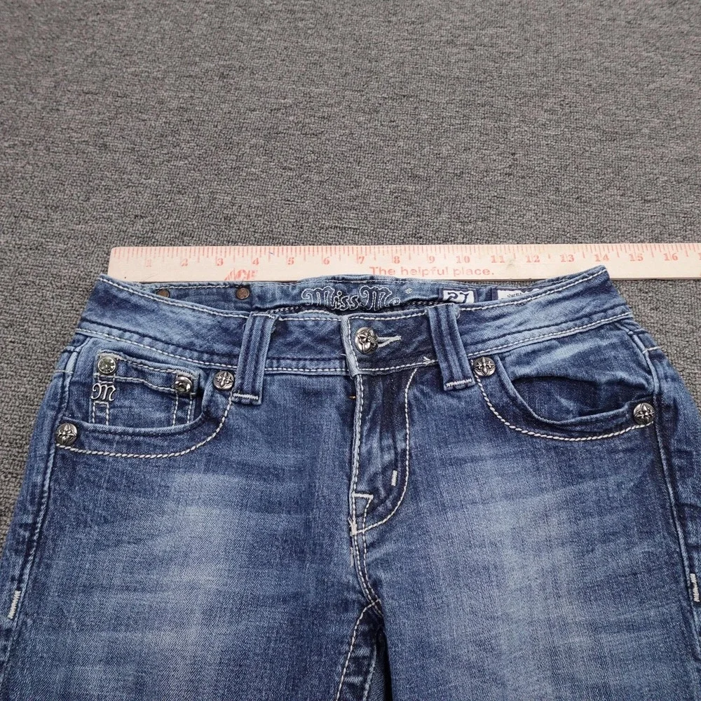 Miss Me Jeans Womens 27 Blue Skinny Low Rise Aztec Embroidered Denim JW5416S3